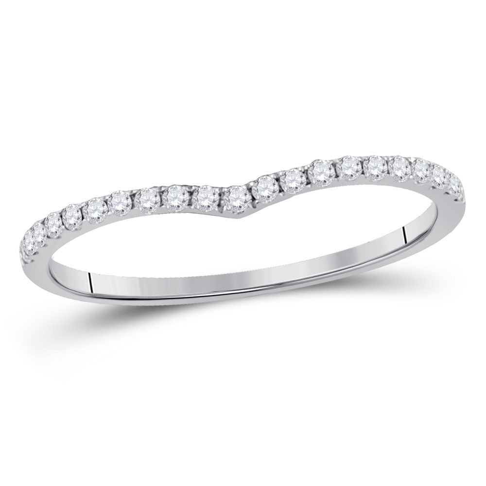 10Kt White Gold 1/6Ctw Diamond Ana M Stackable Band (0.78 grams)