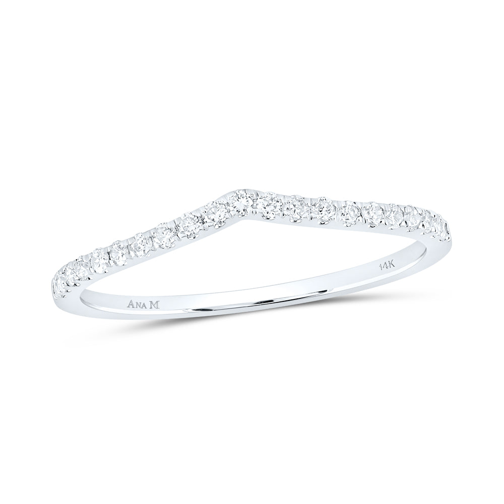 14Kt White Gold 1/6Ctw Diamond Ana M Stackable Band (0.94 grams)