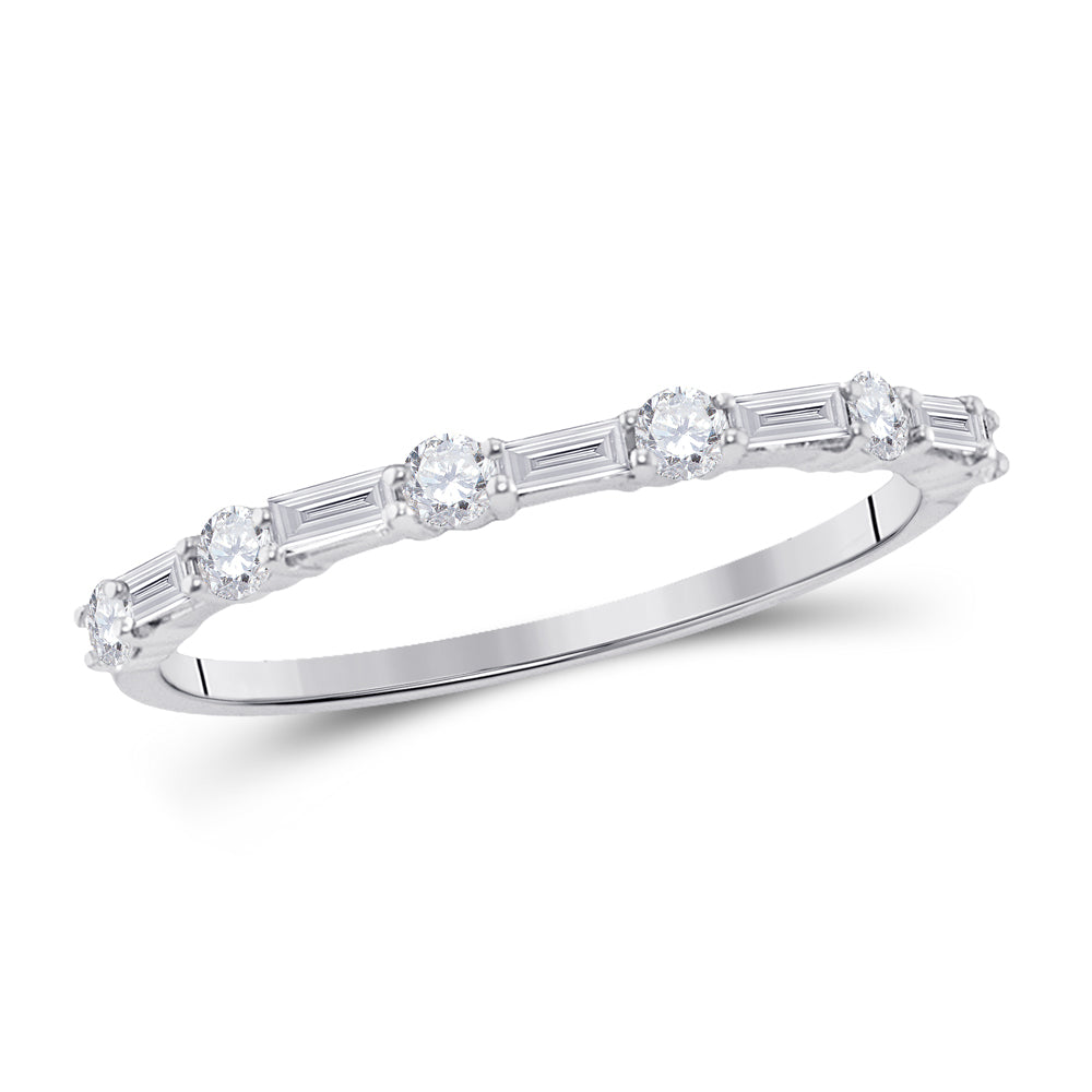 14Kt White Gold 3/8Ctw Diamond Ana M Stackable Band (1.11 grams)