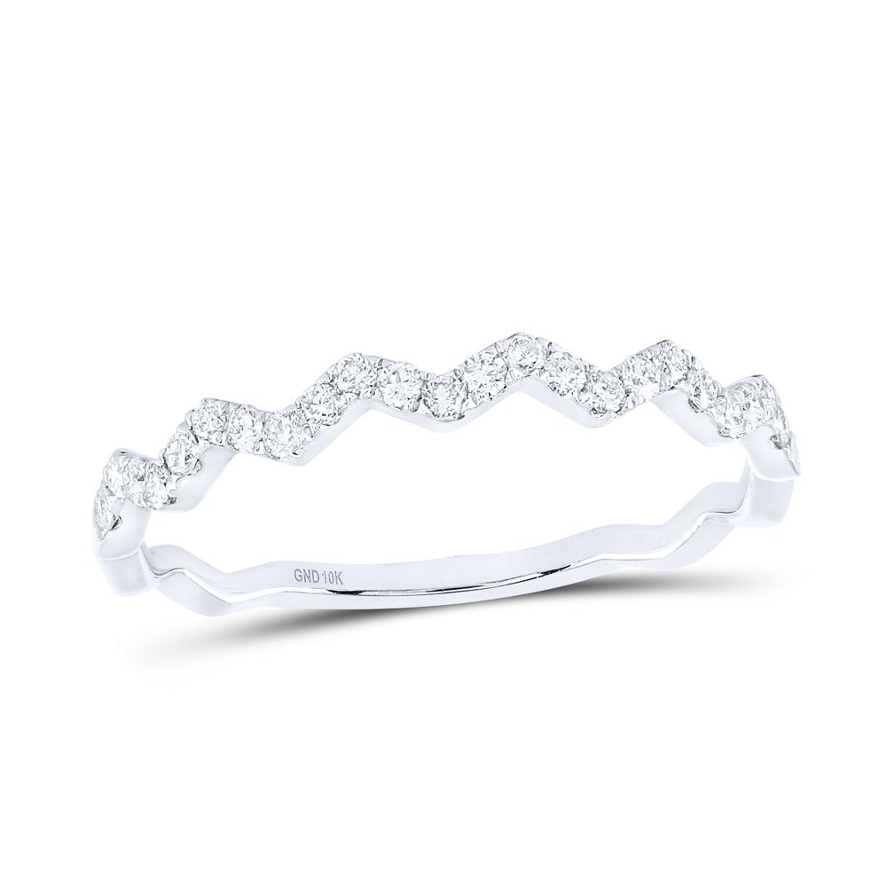 10Kt White Gold 1/5Ctw Diamond Ana M Stackable Band (0.82 grams)
