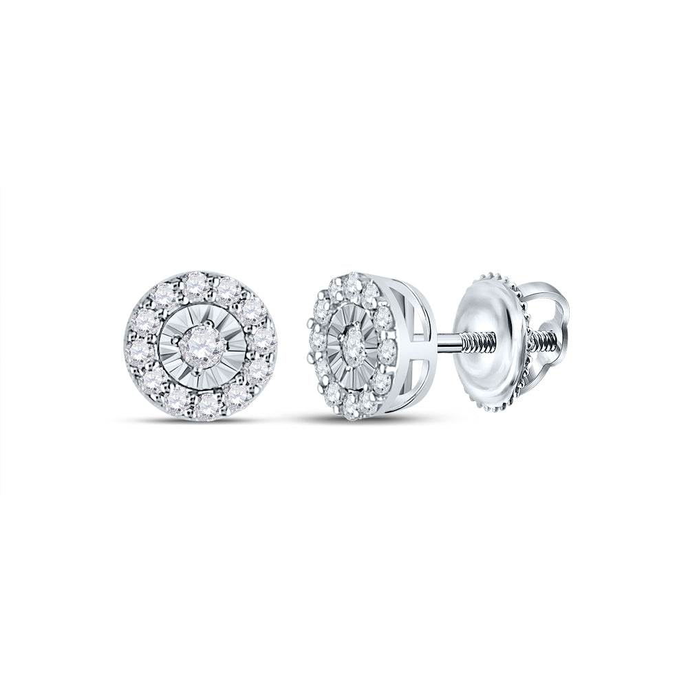 14Kt White Gold Womens Round Diamond Halo Earrings 1/4 Cttw (0.96 grams)