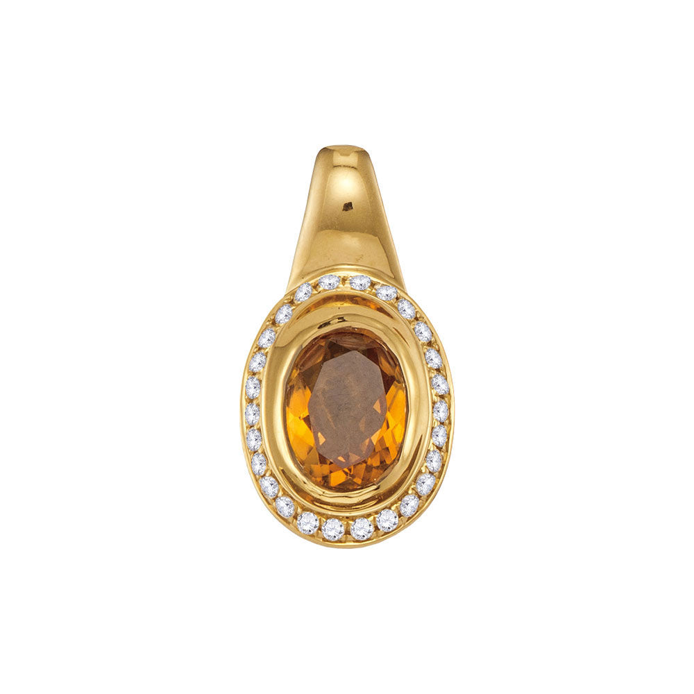 14Kt Yellow Gold 1/6Ctw-Dia 1 (Min)Ct Citrine Pnatural Gem Pendant (2.45 grams)