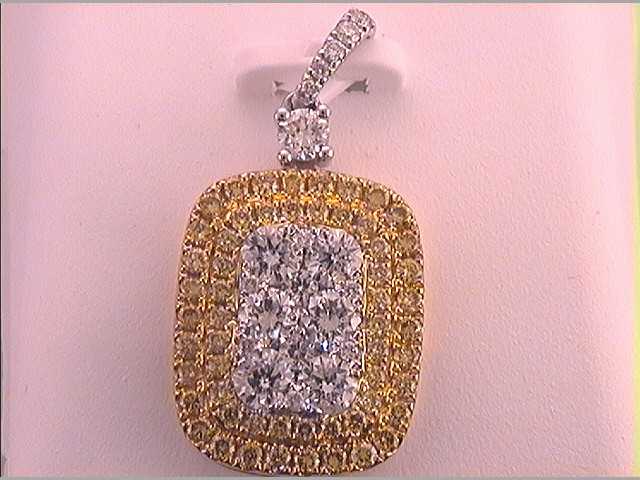 18Kt White Gold 1 1/2Ctw-Diamond Gift Yellow Diamond Pendant (3.5 grams)