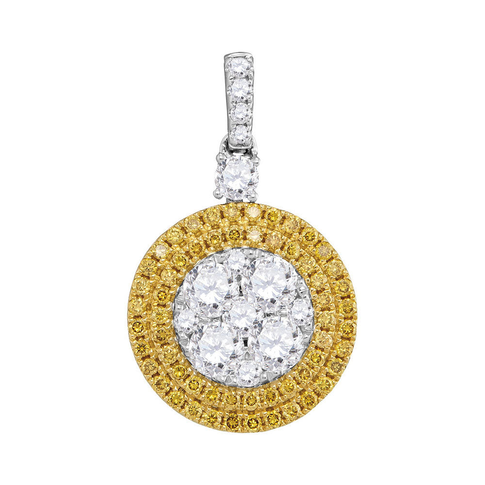 18Kt White Gold 1 3/4Ctw-Dia Gift Yellow Diamond Pendant (3.64 grams)