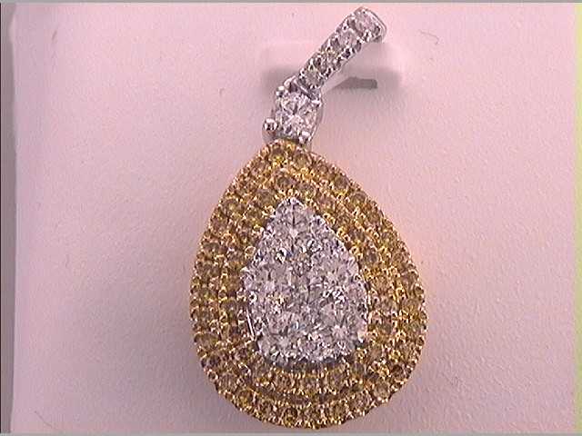 18Kt White Gold 1 Ctw-Diamond Gift Yellow Diamond Pendant (3.5 grams)