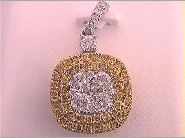 18Kt White Gold 1 5/8Ctw-Diamond Gift Yellow Diamond Pendant (3.79 grams)