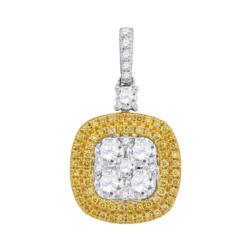 18Kt White Gold 1 Ctw-Dia Gift Yellow Diamond Pendant (2.89 grams)