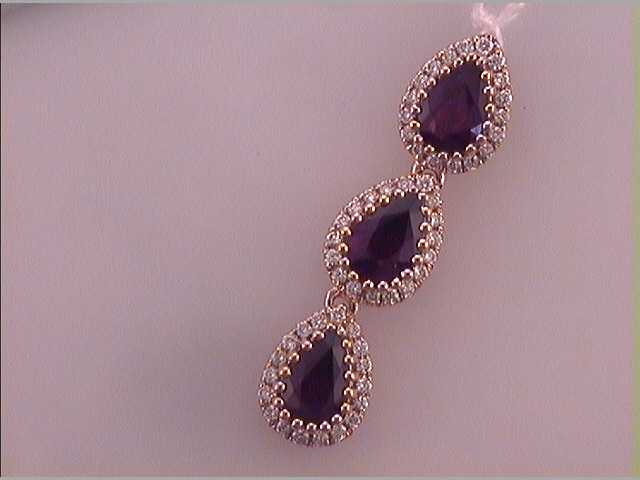 18Kt Rose Gold 1/5Ctw-Diamond 1 1/2Ct-Ruby Natural Gem Pendant (2.37 grams)