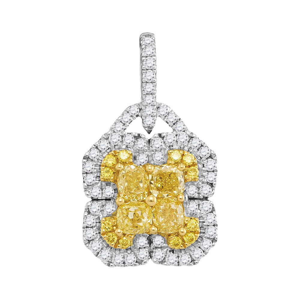 18Kt White Gold 1 Ctw-Dia Amarillo Natural Yellow Diamond Pendant (2.97 grams)