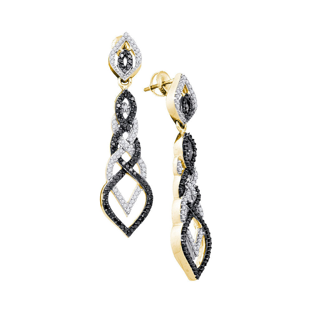 10Kt Yellow Gold 1 3/4Ct-Dia Black Earring (8.74 grams)