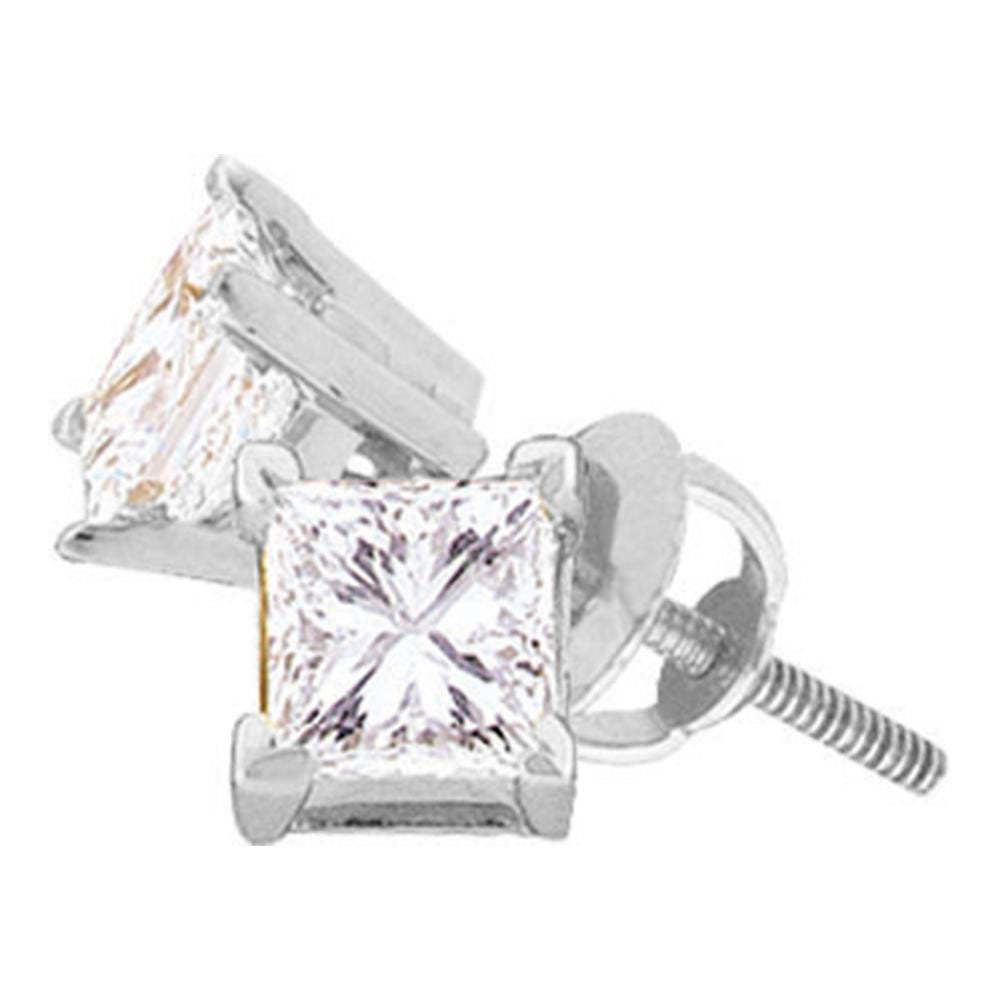 14Kt White Gold 1/4Ct-(Prem) Princess Dia Solitaire Earring Studs (0.39 grams)