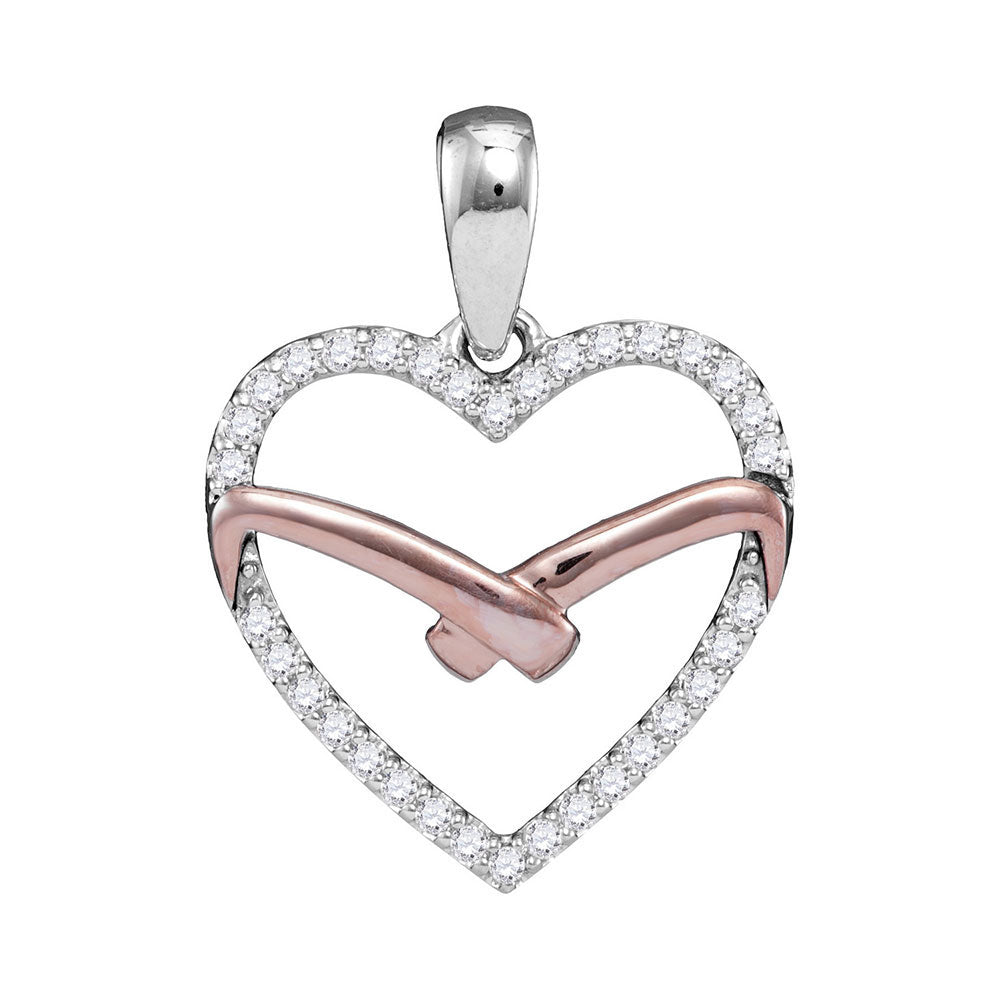 10Kt Two-Tone Gold 1/6Ctw-Dia Fashion Heart Pendant (1.43 grams)