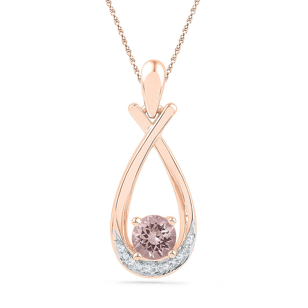 10Kt Rose Gold 0.02Ctw-Dia 3/8Ct-Morgnite Pendant (2.39 grams)