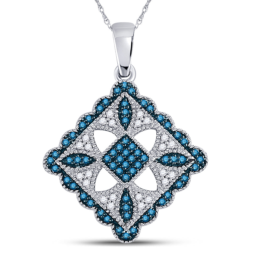 10Kt White Gold 1/4Ct-Dia Fashion Blue Pendant (1.98 grams)