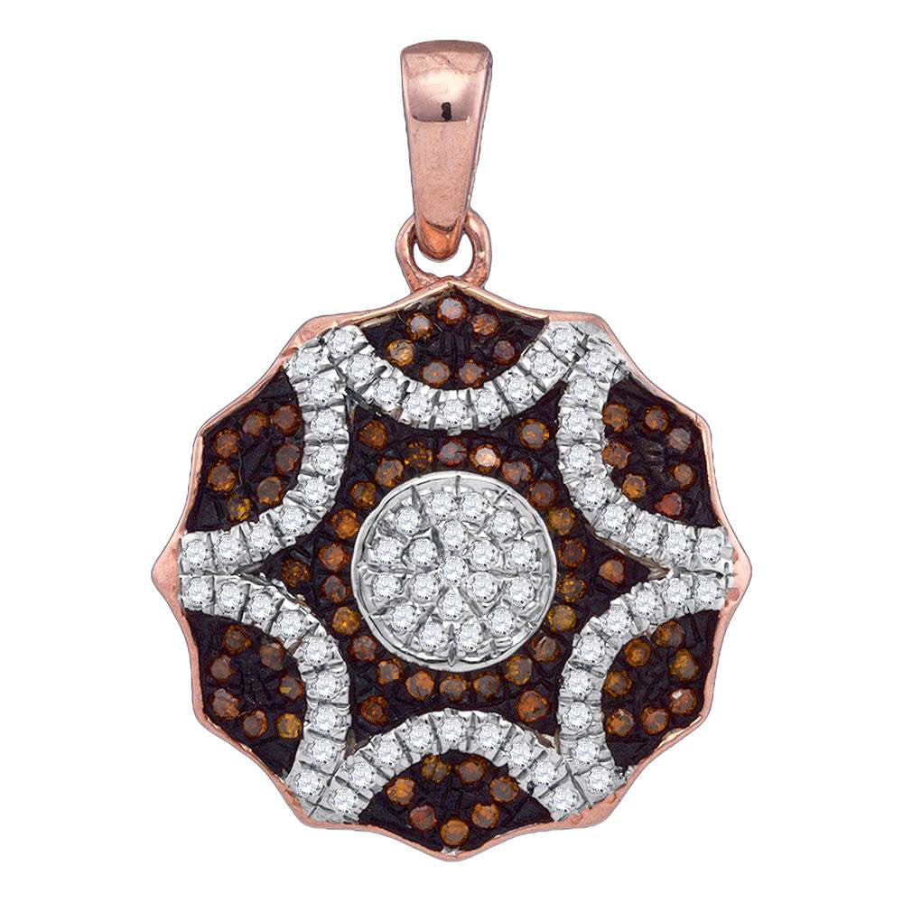 10Kt Rose Gold 1/3Ctw-Dia Micro-Pave Red Pendant (2.17 grams)