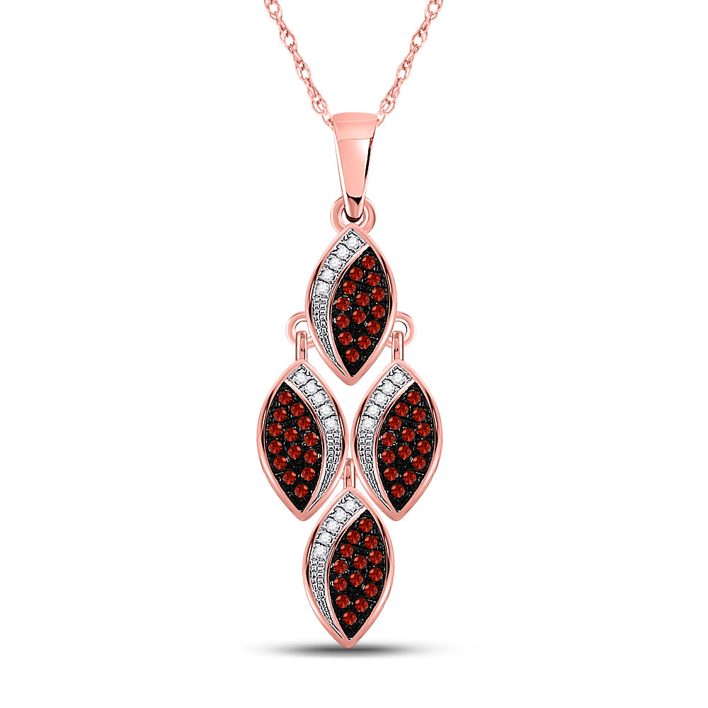 10Kt Rose Gold 1/4Ctw-Dia Fashion Red Pendant (1.7 grams)