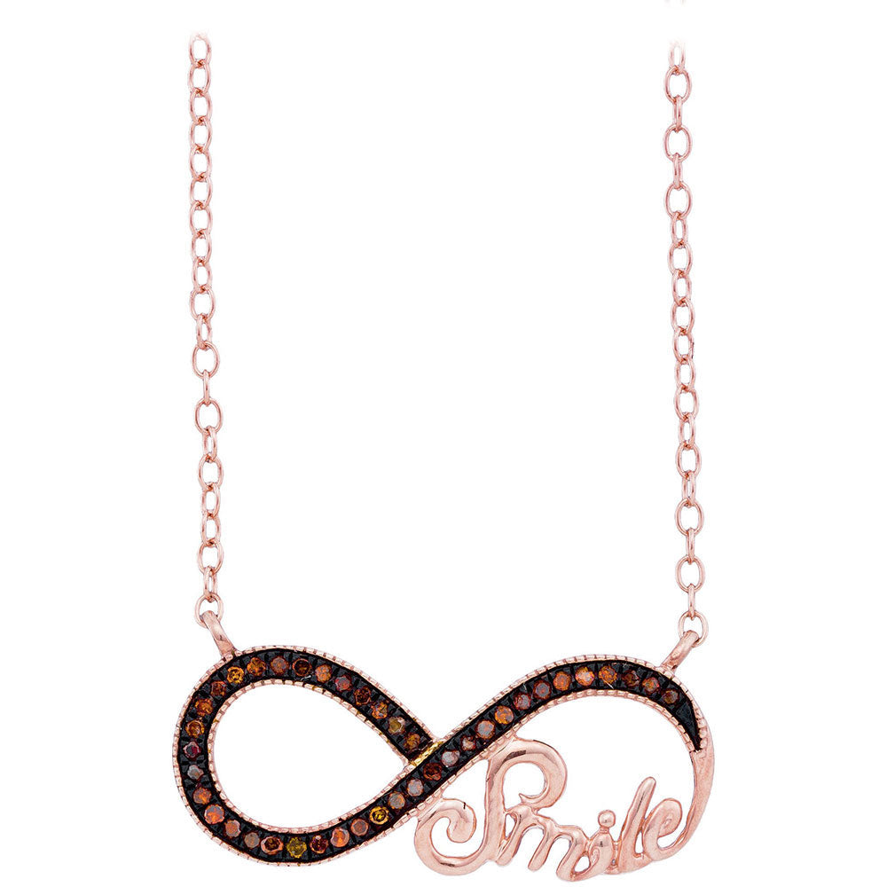 10Kt Rose Gold 1/10Ctw-Dia Fashion Red Necklace (1.49 grams)