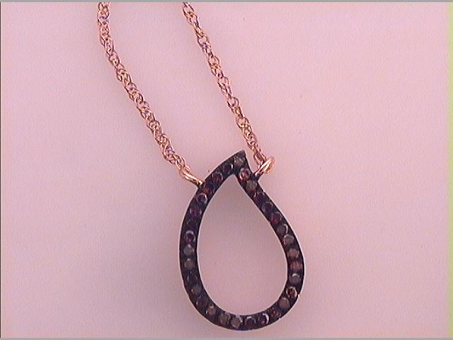 10Kt Rose Gold 1/10Ctw-Diamond Micro-Pave Red Necklace (0.46 grams)