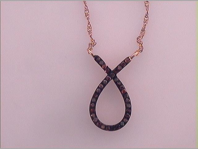10Kt Rose Gold 1/10Ctw-Diamond Micro-Pave Red Necklace (0.46 grams)