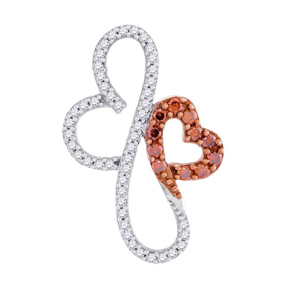 10Kt Rose Gold 1/4Ctw-Dia Micro-Pave Red Necklace (1.1 grams)
