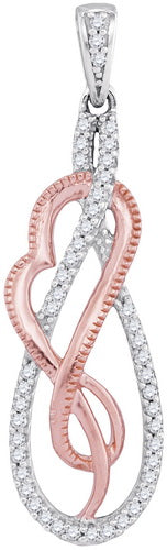 10Kt Two-Tone Gold 1/6Ctw-Dia Gift Micro-Pave Pendant (2.1 grams)