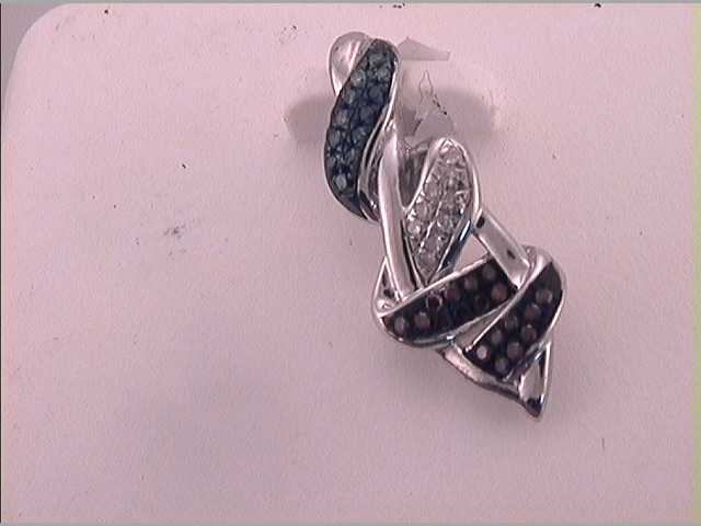 10Kt White Gold 1/10Ctw-Diamond Micro-Pave Fashion Pendant (1.51 grams)