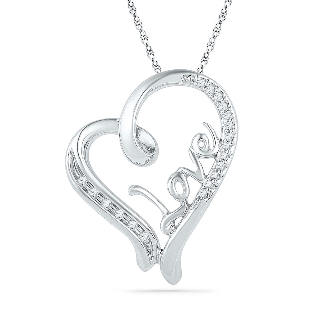10Kt White Gold 1/10Ctw-Dia Gift Heart Pendant (2.48 grams)