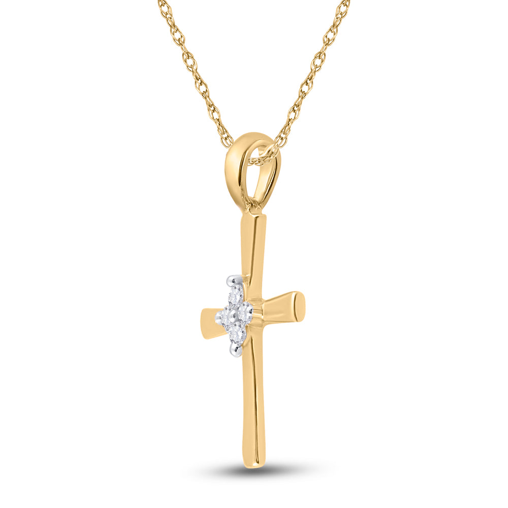 10Kt Yellow Gold 1/20Ctw-Dia Cn Cross Pendant (0.43 grams)