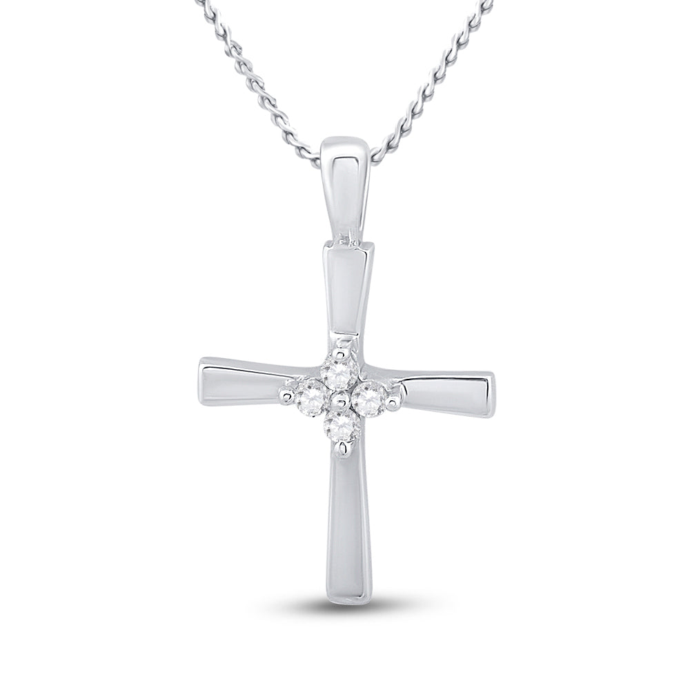 10Kt White Gold 1/20Ctw-Dia Cn Cross Pendant (0.45 grams)