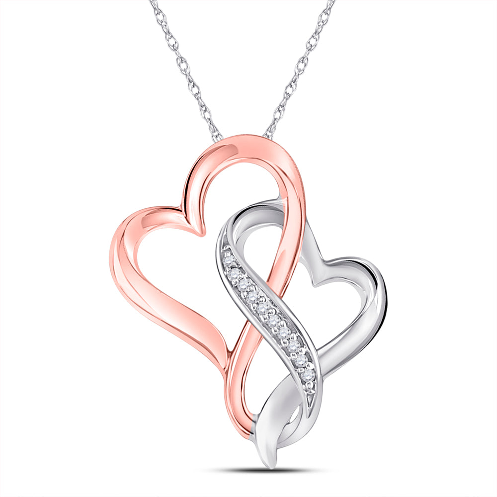 10Kt Two-Tone Gold 1/20Ctw-Dia P2 Gift Heart Pendant (1.68 grams)