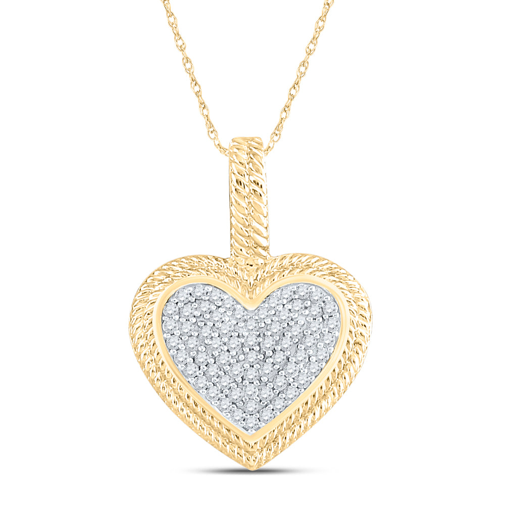 1/6Ctw-Diamond P1P2 Micro-Pave Heart Pendant (1.8 grams)