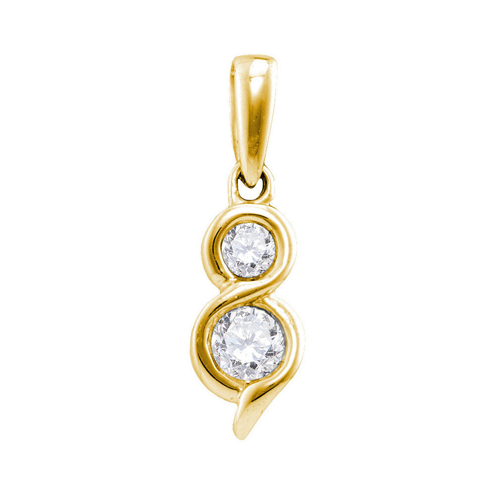 14Kt Yellow Gold 1/4Ct-Dia Ana M 1/5Ct-Crd 2Stone Pendant (1.28 grams)