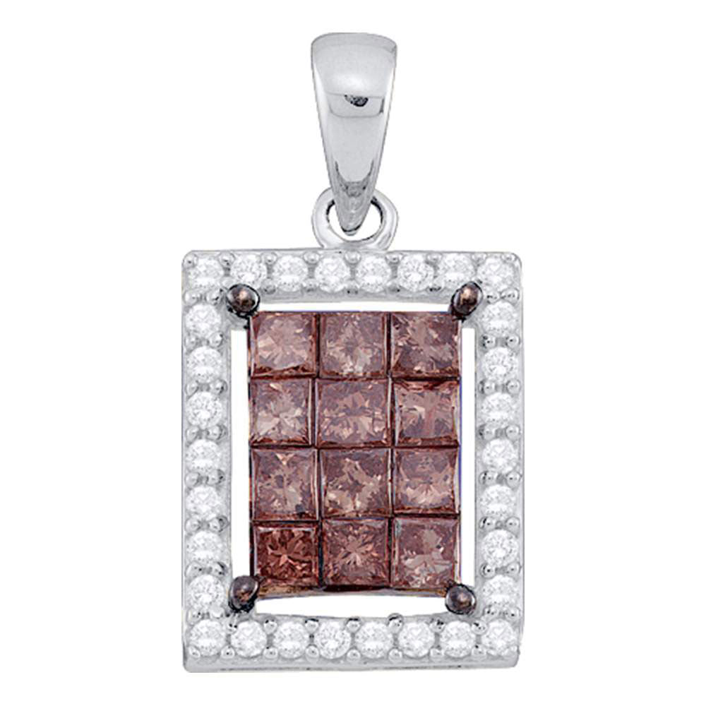 14Kt White Gold 1 Ct-Dia Natural Brown Pendant (2.23 grams)
