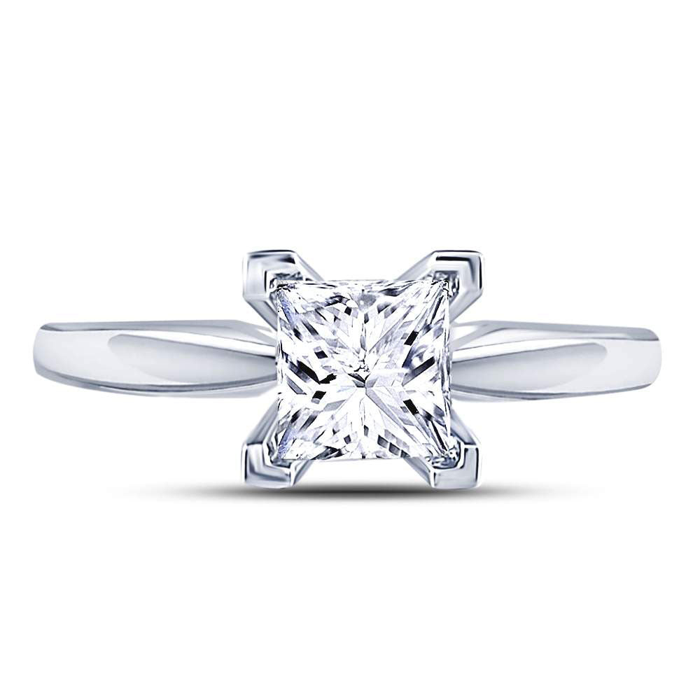 14Kt White Gold 1 Ct-(Sup) Princess Diam Solitaire Ring (2.73 grams)