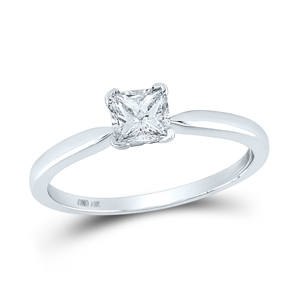 14Kt White Gold 1/2Ct(Sup) Princess Solitaire Ring Wg (1.56 grams)