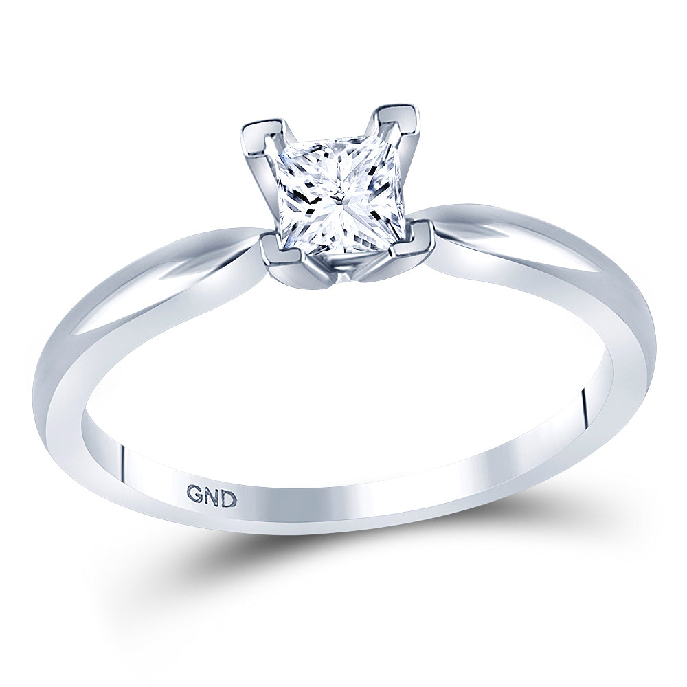 14Kt White Gold 3/8Ct-Ladies Pr-Diamond Solitaire Ring (Sup) (2.2 grams)