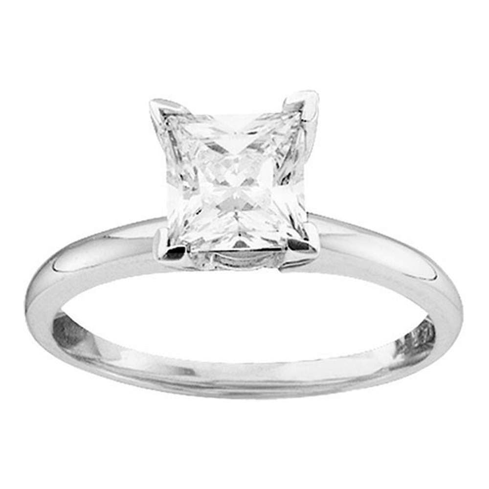 14Kt White Gold 1/6Ct-(Exce) Diamond Princess Solitaire Ring (1.43 grams)