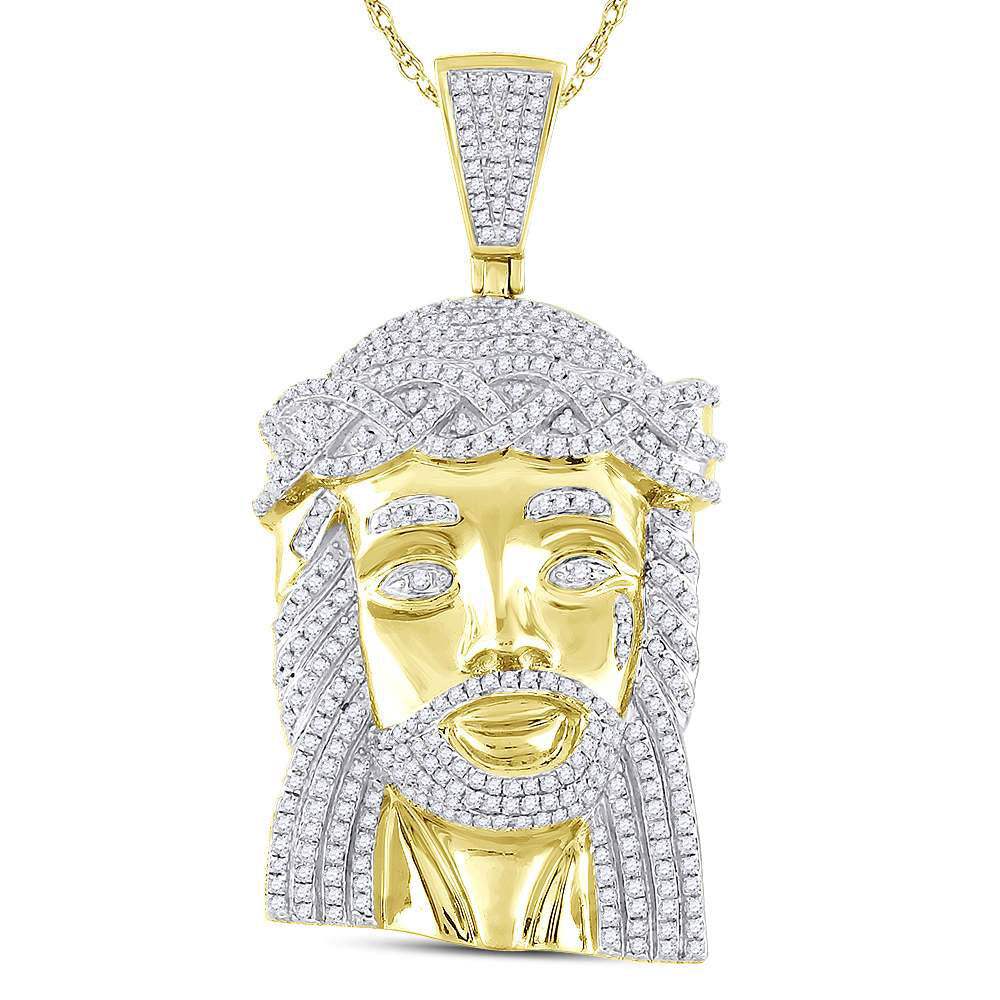 1 5/8Ctw-Dia P3 Micro-Pave Mens Jesus Charm (14.76 grams)