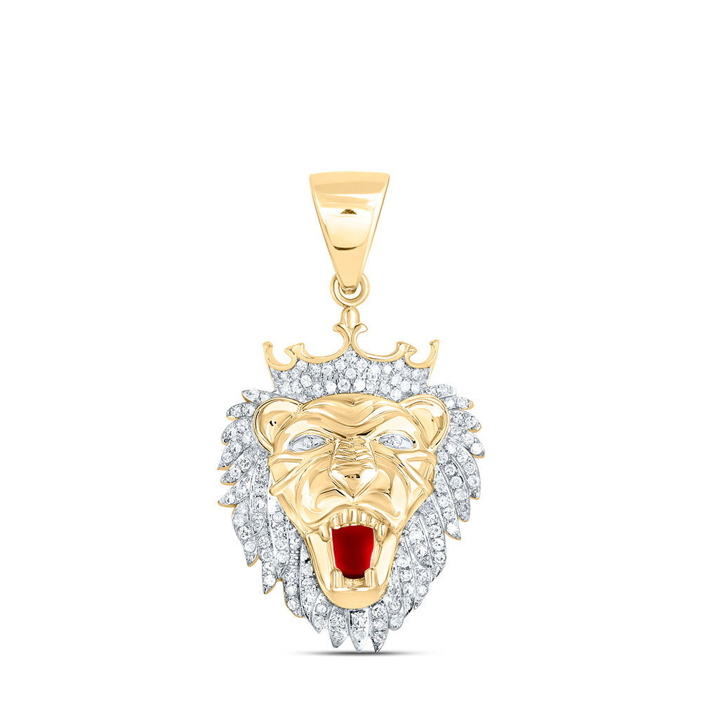 1Ct-Nat Dia P1P2 Mens Lion Face Charm (12.24 grams)