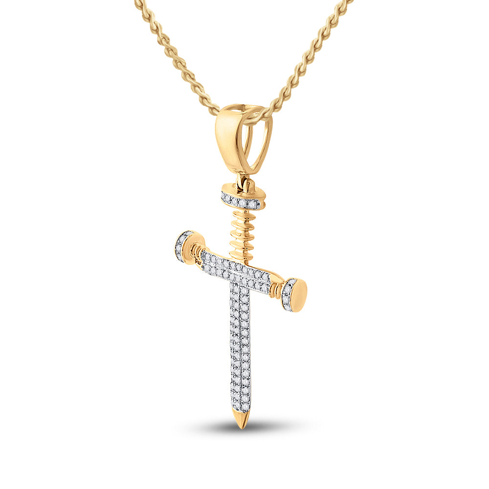 3/8Ct-Dia P1P2 Mens Cross Charm (3.04 grams)