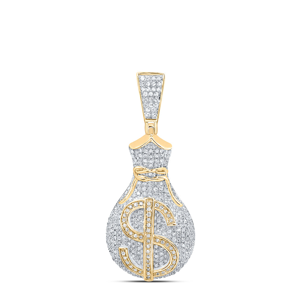1Ct-Dia P1P2 Micro-Pave Money Bag Mens Charm (6.4 grams)
