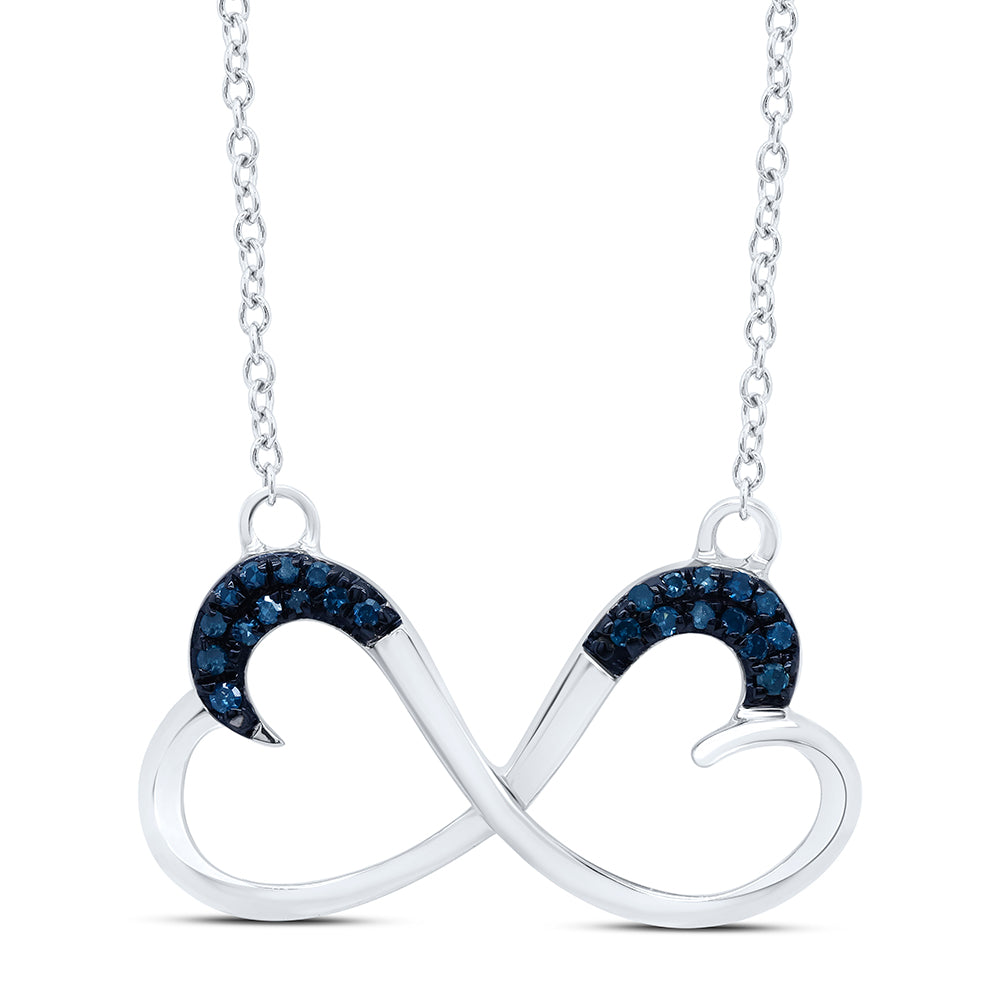 10Kt White Gold 1/10Ctw-Dia Gift Blue Necklace (1.4 grams)