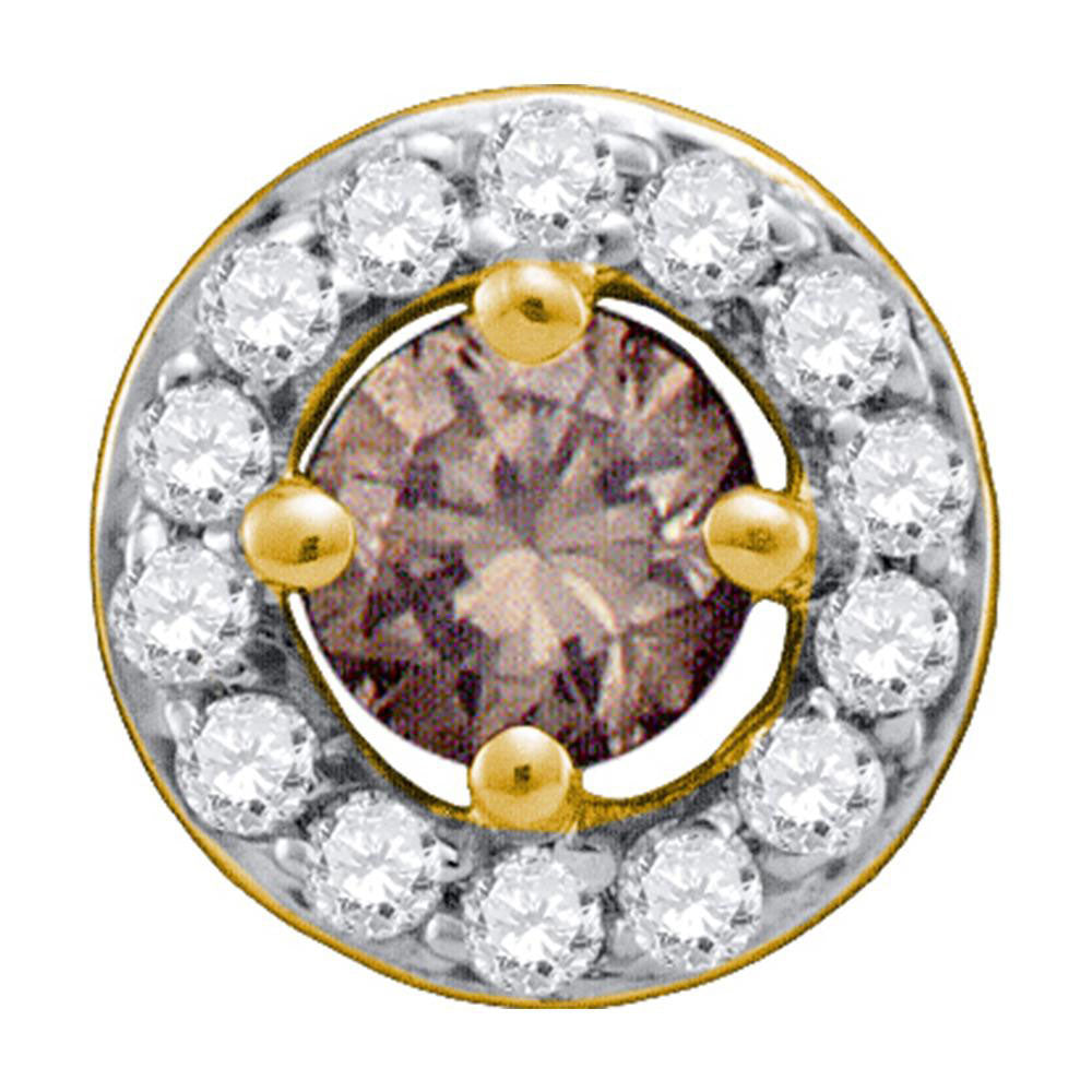 10Kt White Gold 1/2Ctw-Dia Circle Brown Pendant (0.43 grams)
