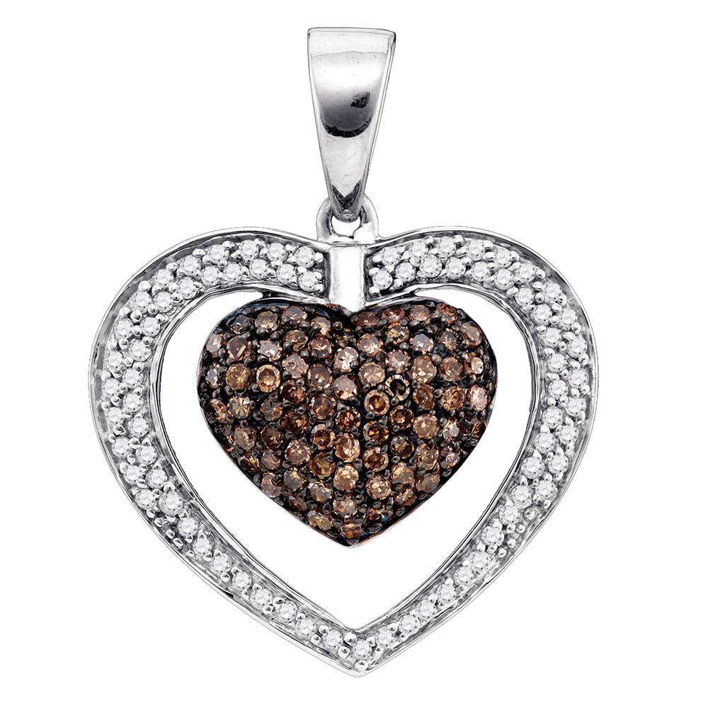 1 Ctw-Dia Natural Brown Heart Pendant (2.88 grams)