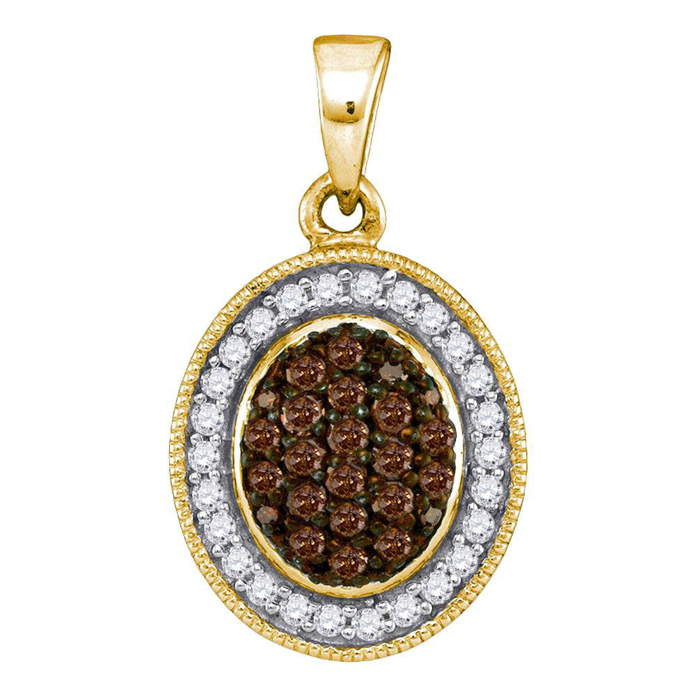 10Kt Yellow Gold 1/3Ctw-Dia Brown Micro-Pave Pendant (1.48 grams)