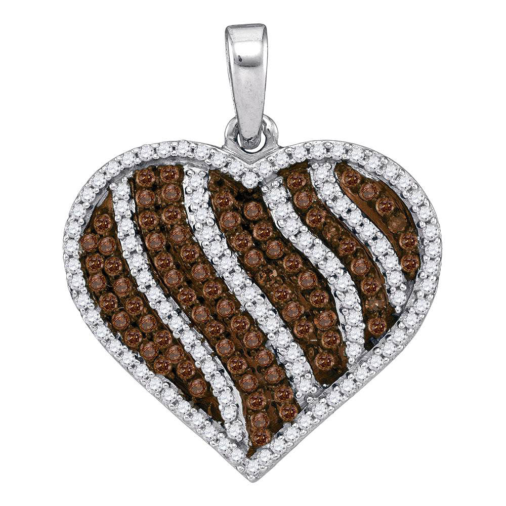 10Kt White Gold 1 1/2Ctw-Dia Micro-Pave Brown Pendant (2.71 grams)