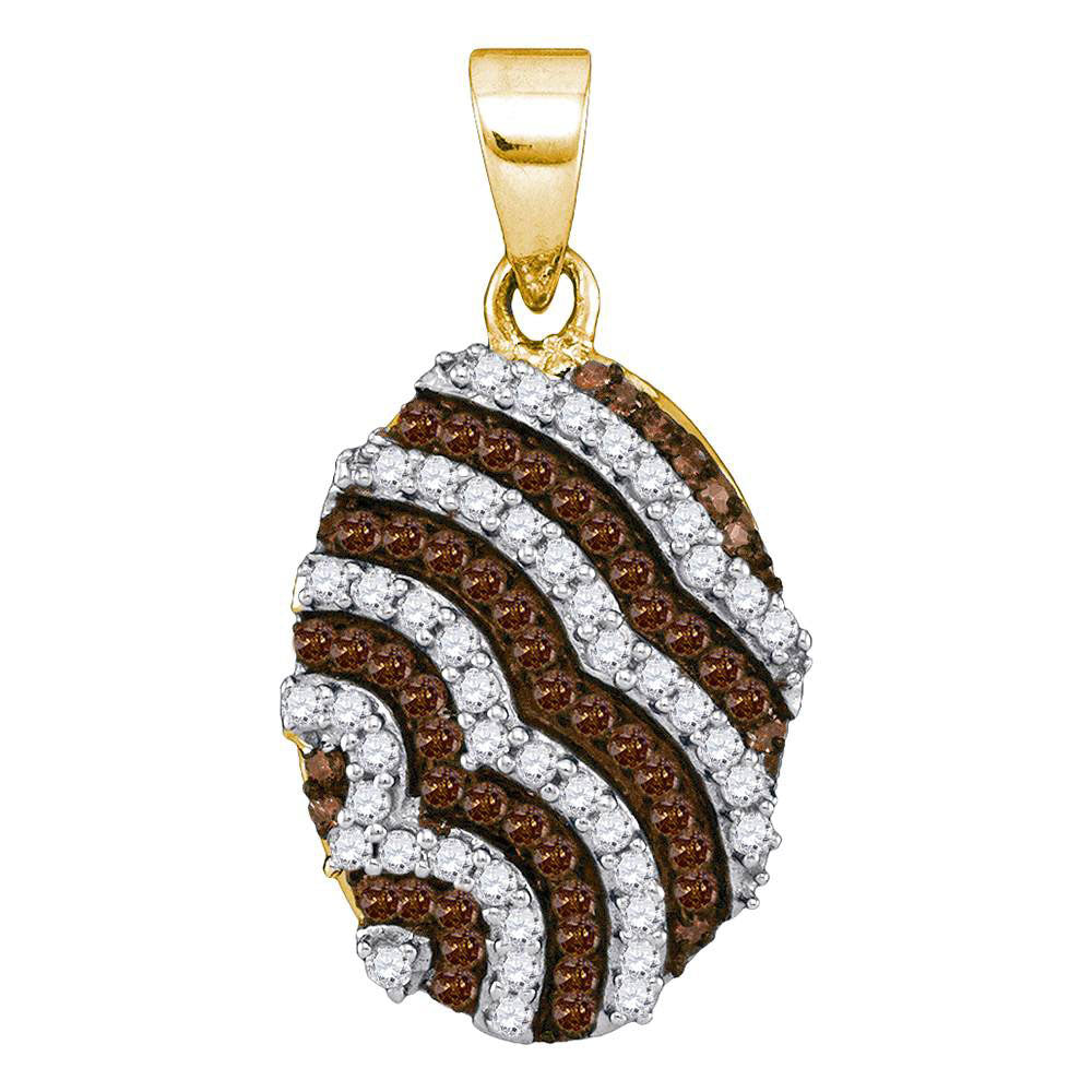 10Kt Yellow Gold 1/3Ctw-Dia Micro-Pave Brown Pendant (1.46 grams)