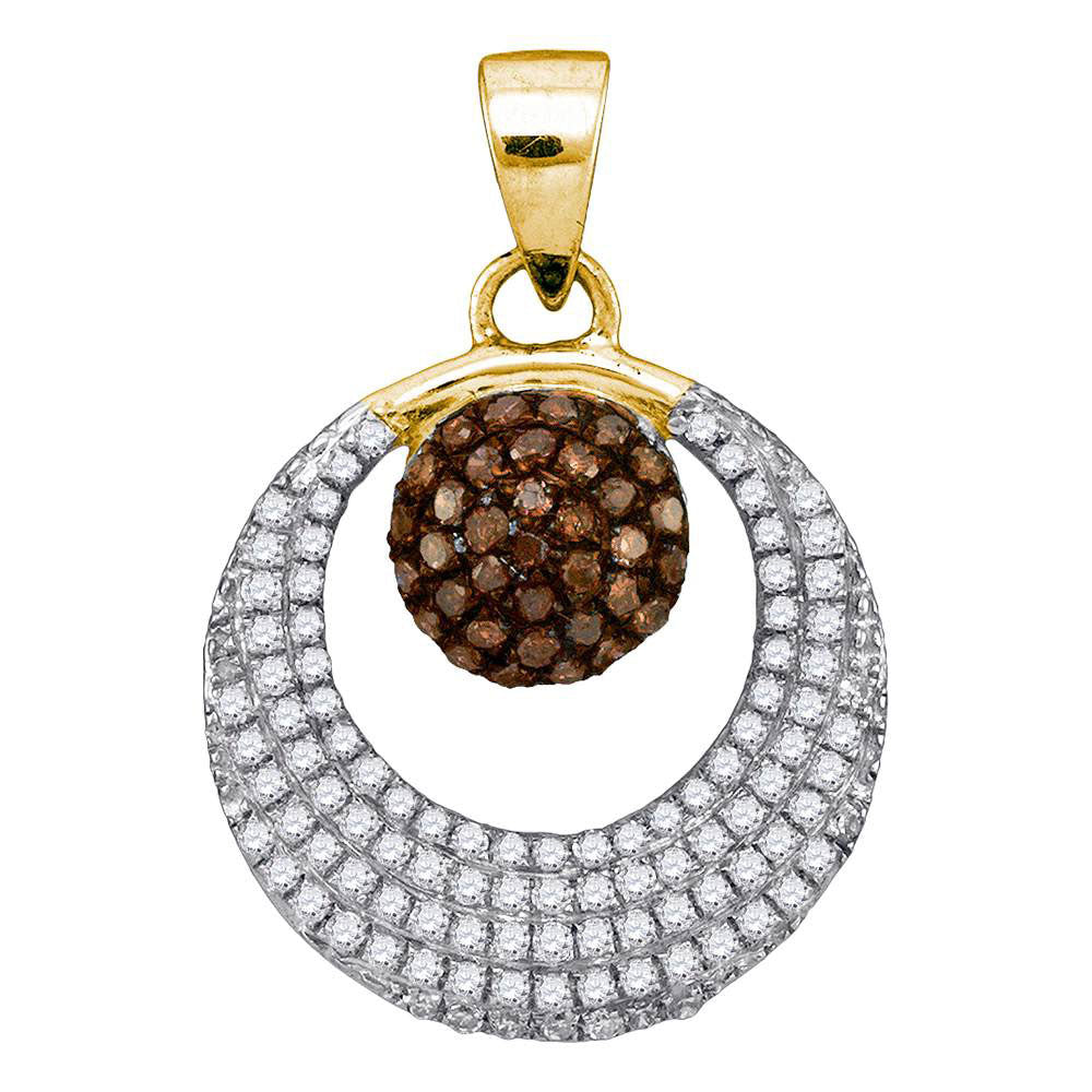 10Kt Yellow Gold 3/8Ctw-Dia Micro-Pave Brown Pendant (1.27 grams)