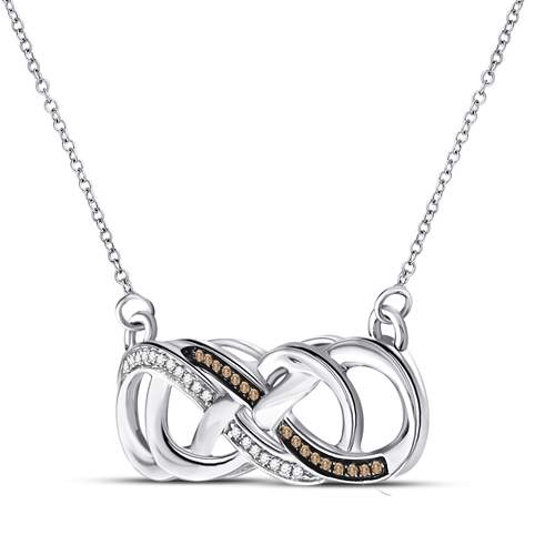 10Kt White Gold 1/8Ctw-Dia Natural Brown Gift Necklace