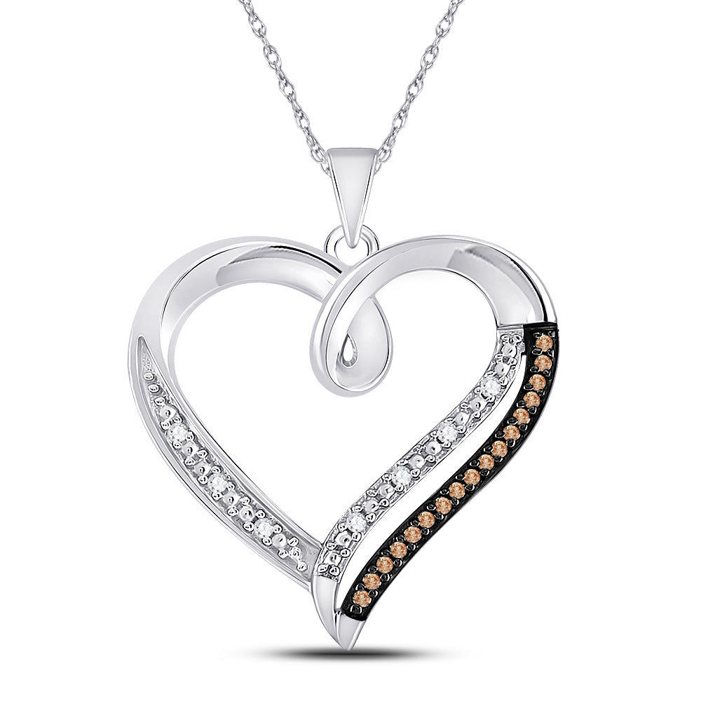 10Kt White Gold 1/6Ctw-Dia Natural Brown Heart Pendant (3.08 grams)